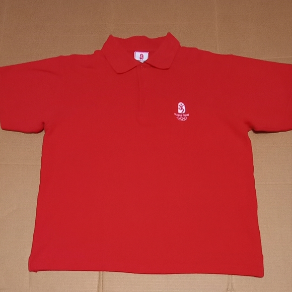 Beijing 2008 Olympics Official Staff Embroidered Red Unisex Polo Shirt Size L - Picture 5 of 10